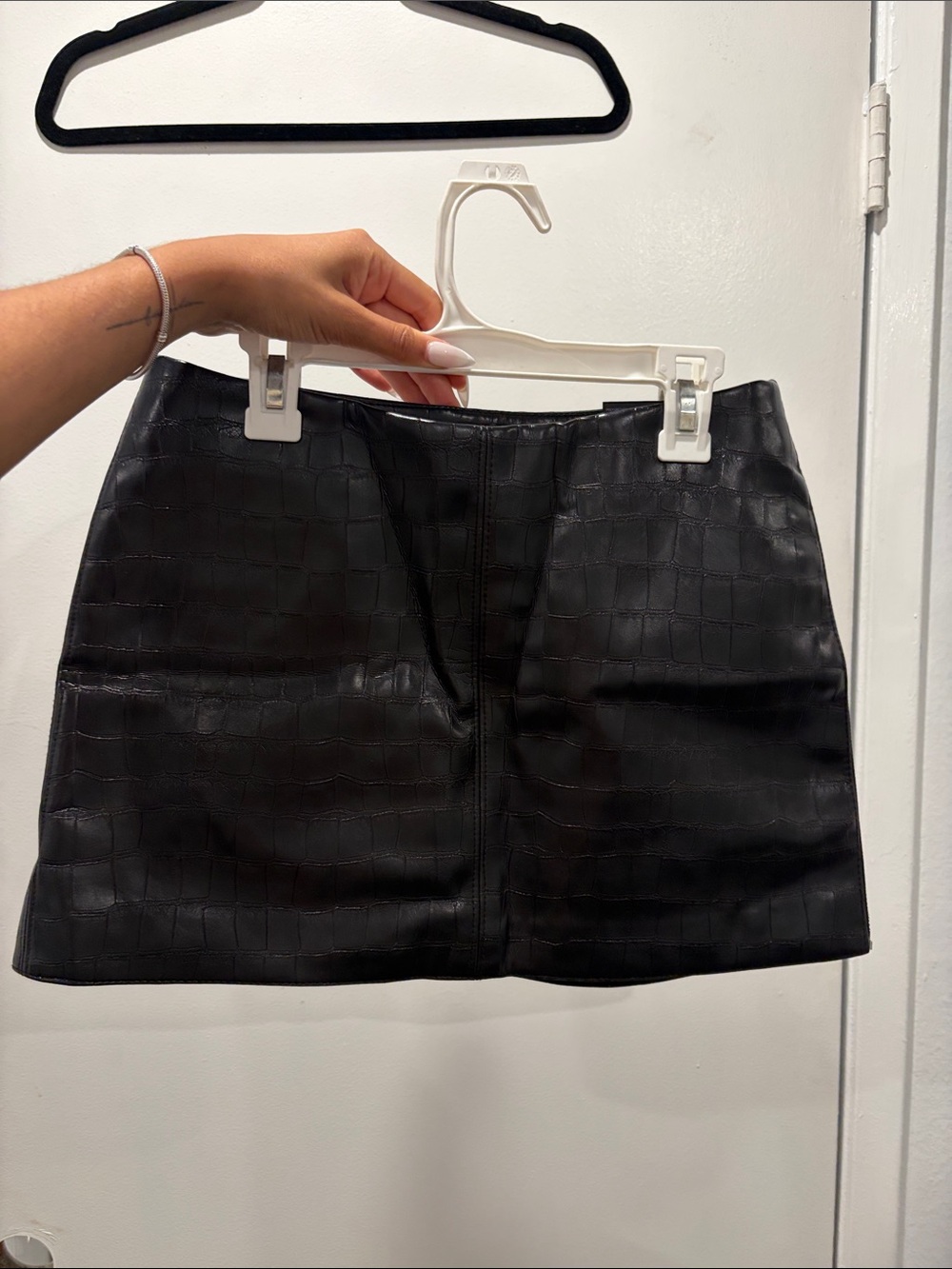 Divided Black Faux Croc Mini Skirt